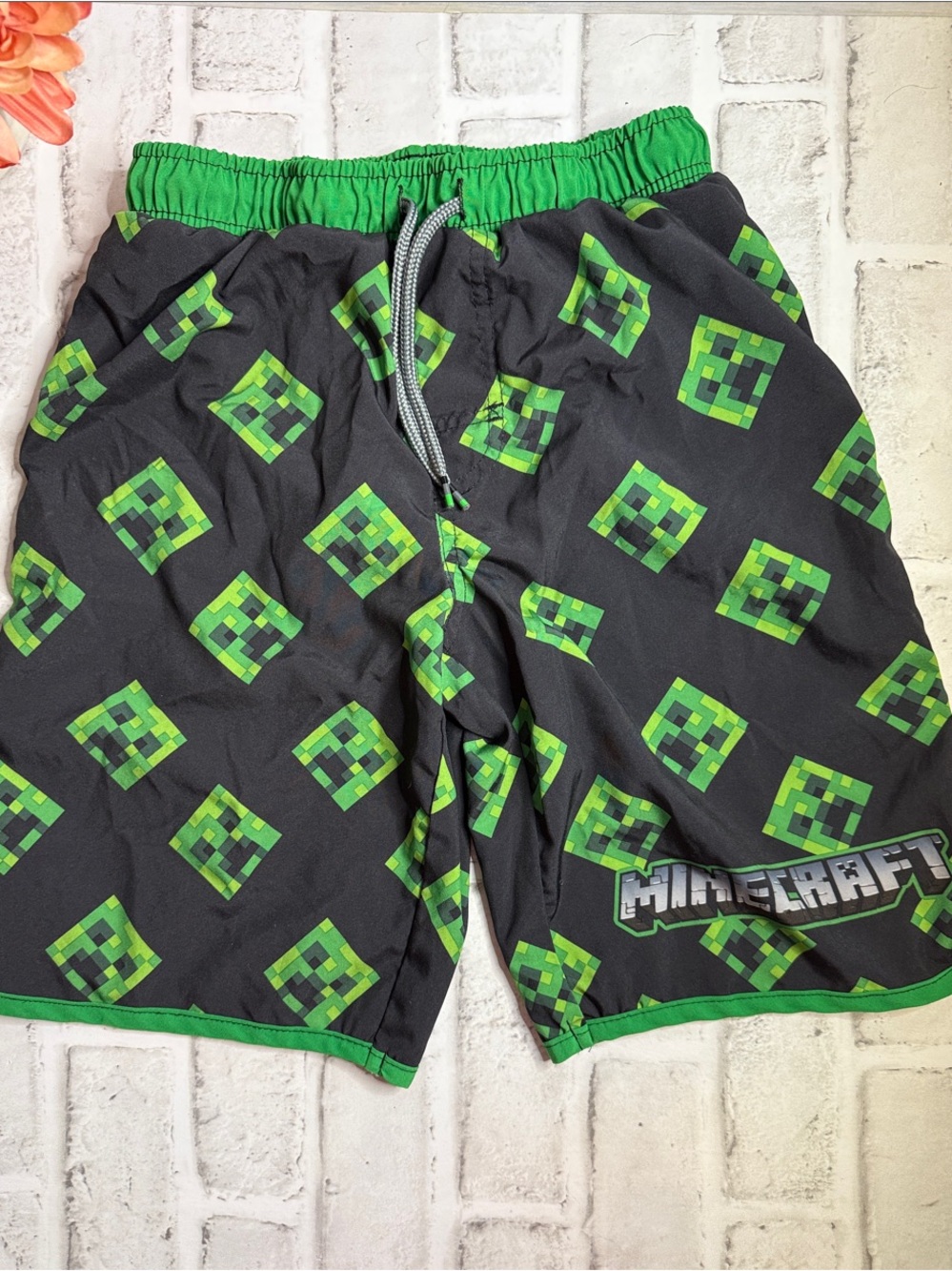 Minecraft Kids' Black & Green Swim Trunks